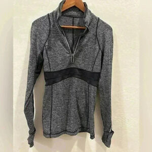 Lululemon Pullover Women Gray Run Full Tilt Half-Zip Long Sleeve Stretch Size 6